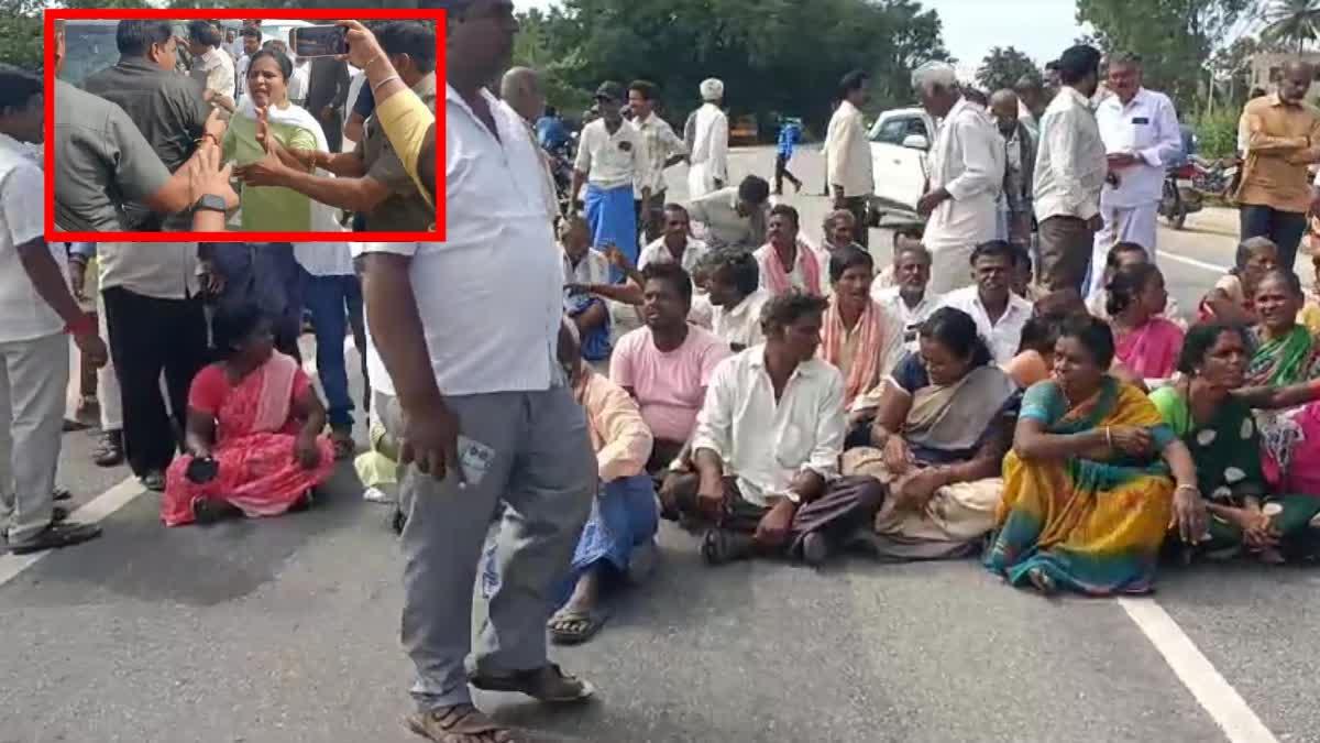YSRCP_Workers_Blocked_minister_Peddireddy_Ramachandra_Reddy_Convoy_on_National_Highway
