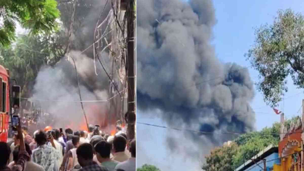 MASSIVE FIRE BROKE OUT IN HYDERABADS NAMPALLY TELANGANA