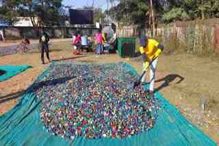 Bottle lids to be used for Ram Mandir mosaic art in Hazaribagh