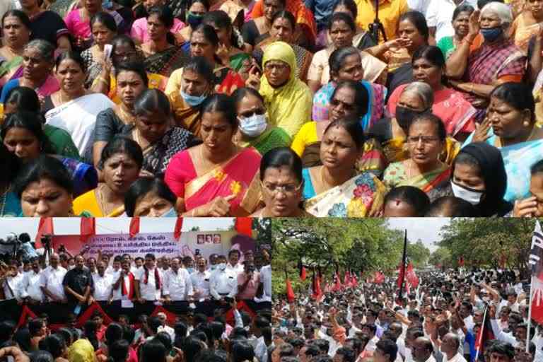 பெட்ரோல், டீசல் விலை உயர்வைக் கண்டித்து திமுக ஆர்ப்பாட்டம்  DMK protests against petrol, diesel price hike  தமிழ்நாடு முழுவதும் திமுக ஆர்ப்பாட்டம்  DMK protests across Tamil Nadu  DMK protest  DMK protests against petrol hike  திமுக ஆர்ப்பாட்டம்