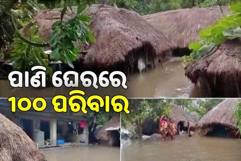 100 family under water logged in erasama of jagatsinghpur