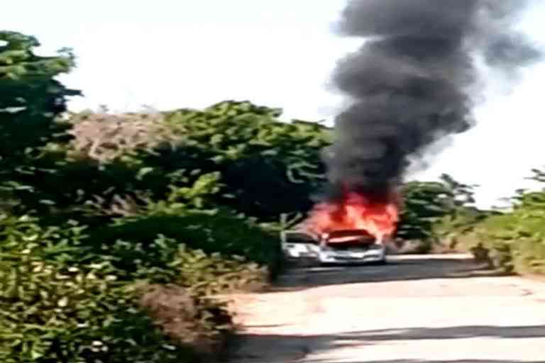 car caught fire in Kapsan, Rajasthan news