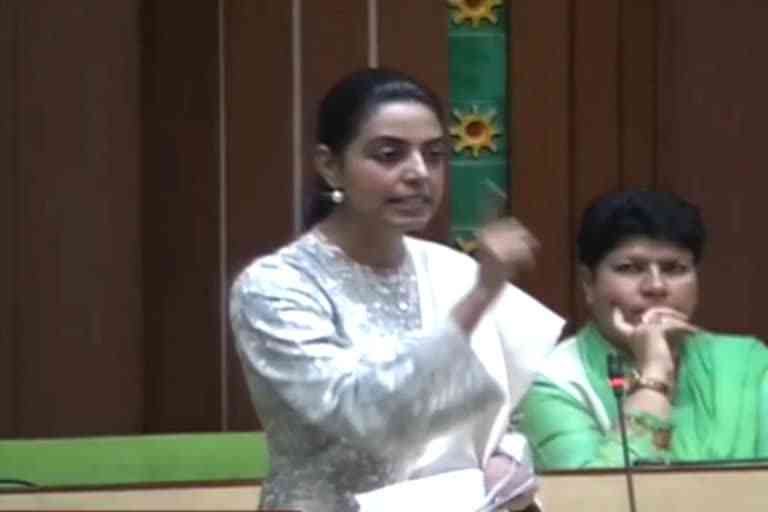 MLA Divya Maderna in Rajasthan assembly targets Shanti Dhariwal